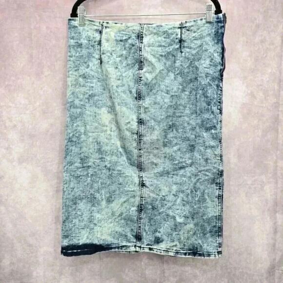 Nicole Premium Jeans Denim Skirt Midi Button Stretch Zipper Slit Y2K Plus 15/16 - Picture 2 of 5